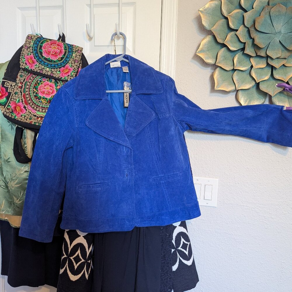 NWT Vintage COBALT LEATHER / SUEDE Jacket | Chico's | Size 2 M / L